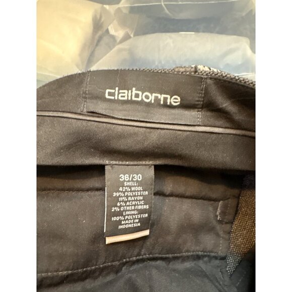 Claiborne Mens Gray Wool-Blend Trousers Size 36/30 - Picture 5 of 5